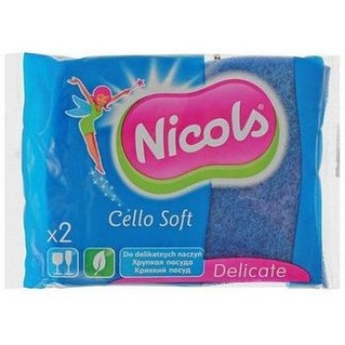 Губка для посуды Nicols Cello Soft Delicate целюлозная, 2 шт - 